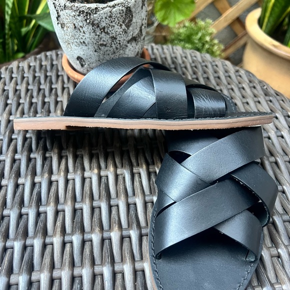 Madewell The Boardwalk Woven Slide Black Sandals size 7 - Picture 6 of 9